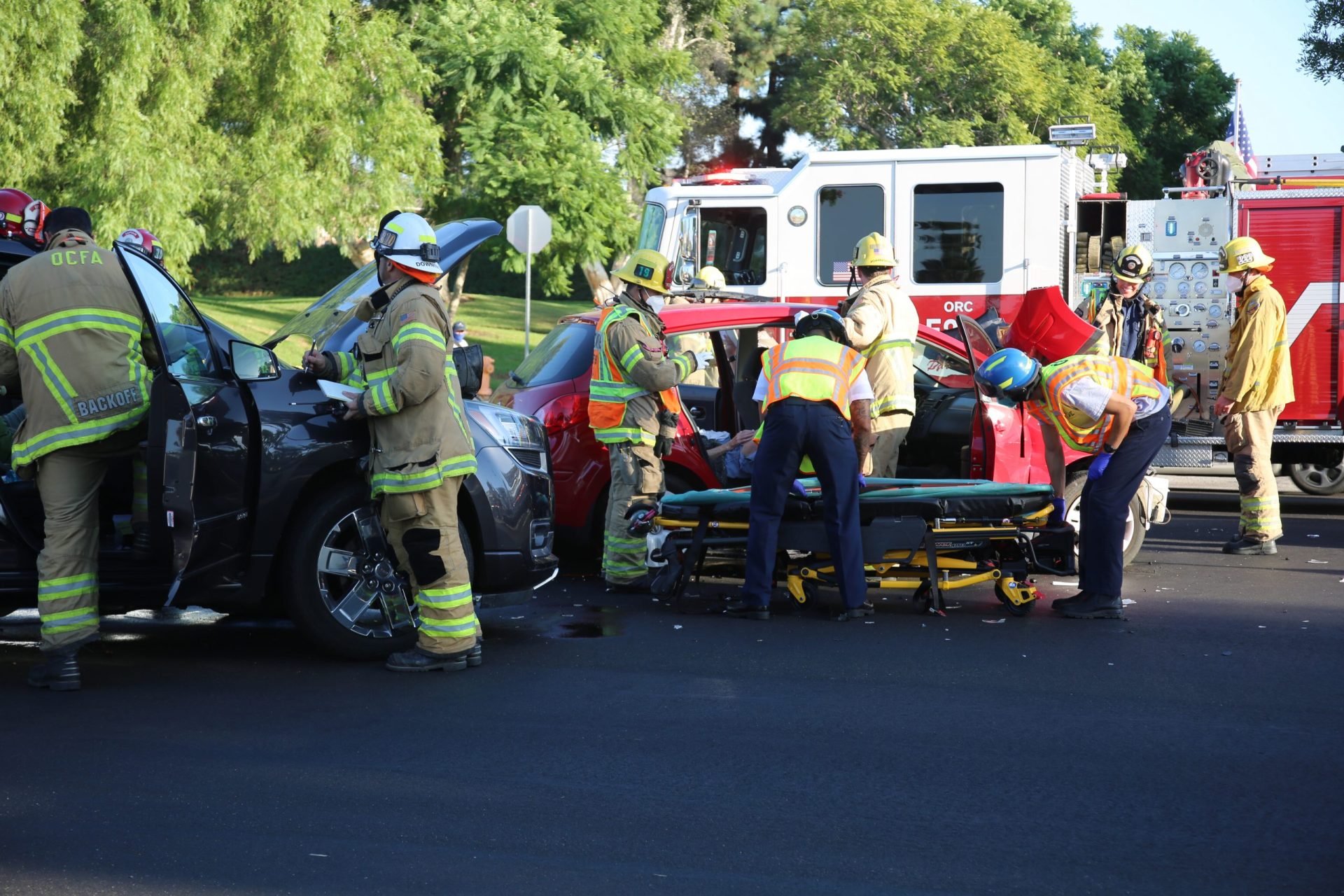 Lake Forest, CA / USA - October 19, 2020: Two Car Collision with