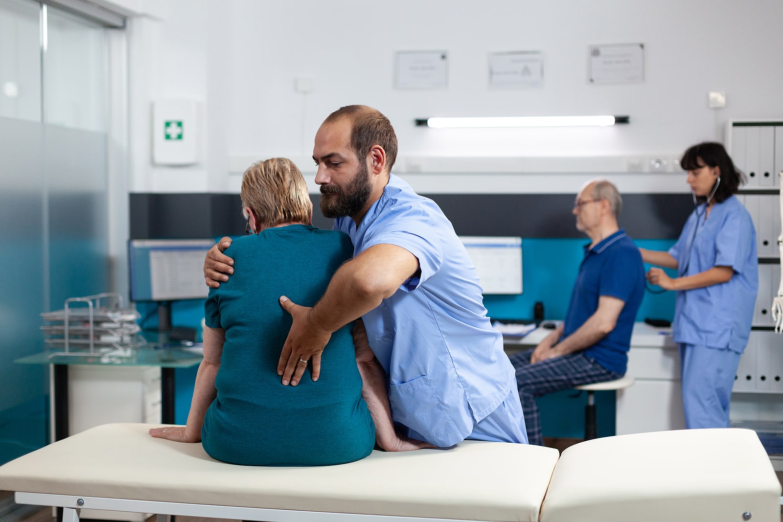 doctor is helping a woman